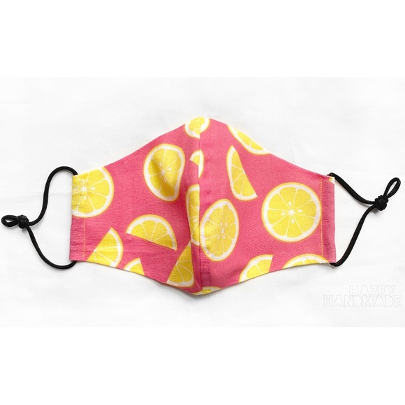 Accessories - Handmade Face Mask - Hot Pink Lemons